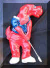 Golfing Spaniel Bakelite Pin with Mechanical Arm!